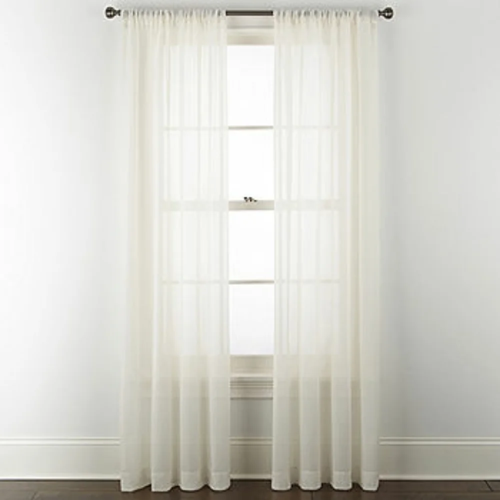 Sheer Rod Pocket Curtain Panel 2 Piece Ivory